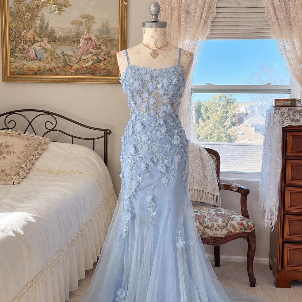 Blue Floral Prom dress